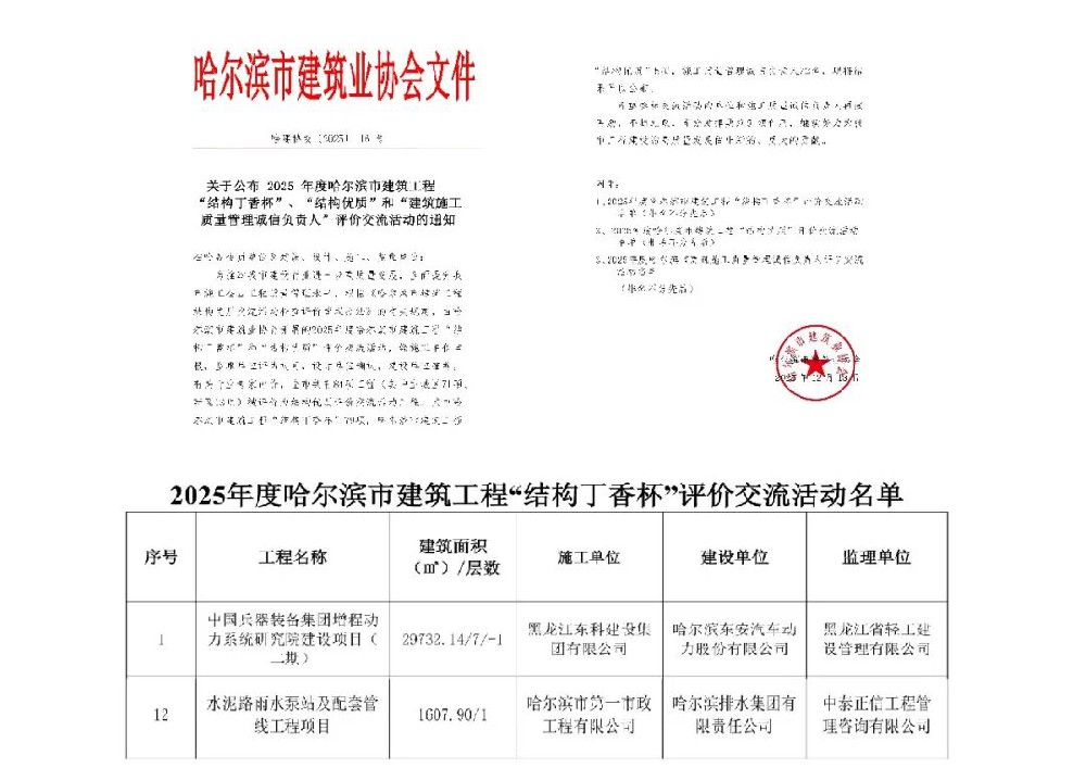 攻坚克难铸精品 水泥路雨水泵站及配套管线工程喜获哈尔滨市“结构丁香杯”